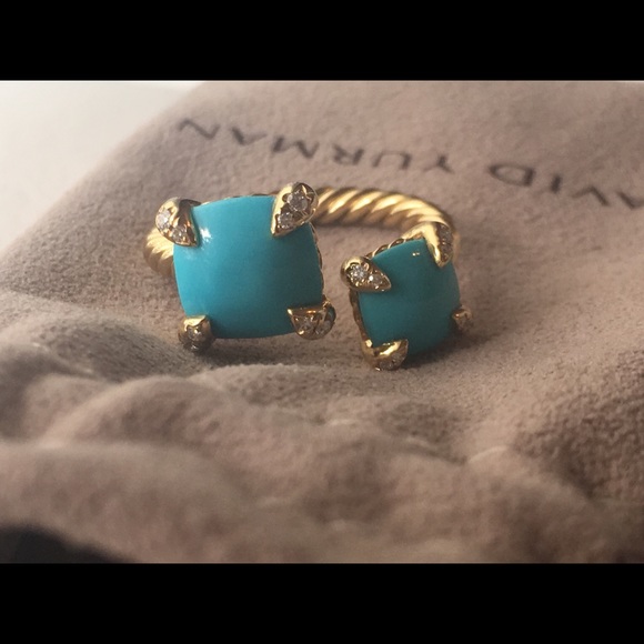 David Yurman 18K Chatelaine Ring ONLY w/ Turquoise - Picture 2 of 5